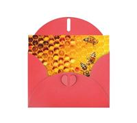 Beautiful Bee On Honeycomb Print Greetings Cards,Envelopes Included- Blank Greeting Cards For Weddings,Events,Birthdays