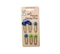 Beautiful Beginnings 6pc Decorated Baby Nappy Diaper Cloth Pins Safety Clip