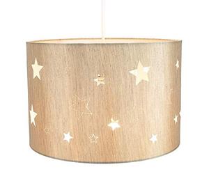 Beautiful Beige Linen Childrens/Kids Pendant/Lamp Shade with Laser Cut Stars Creates Wonderful Effect on The Walls by Happy Homewares