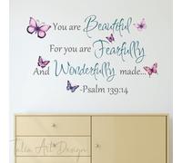 Beautiful Bible Verse Scripture Wall Decal You are Fearfully and Wonderfully Made Quote Wall Decal Inspiratioal Bless Stickers