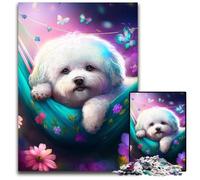 Beautiful Bichon Frise Jigsaw Puzzle 1000 Pieces Impossible Jigsaw Puzzles for Adults DIY Home Decor Gift, Brain Teaser Game 26X38CM/10.23x14.96inch