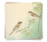 Beautiful Bird Birthday, Anniversary Or Note Card - For All Occasions - Gentle, Serene Feel - Leaves and Birds, Nature, For Friend, Women, Men, Relative, Family, Partner