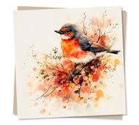 Beautiful Bird Card for All Occassions - Robin, Nature Lover, Plants - Blank Greetings - For a Loved One, Someone Special, Friend, Relative, Women, Woman, Female