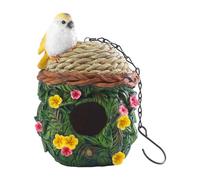 Beautiful Bird House - Decorative Wooden House with Resin Leaves and Flowers, Wooden Garden Decorative Nestlement | Decorative Pet Nest Box Thanks to the Included Hanging Rope, Nest and NOR
