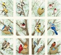 Beautiful Birds Panels Cotton Quilting Fabric Elizabeth's Studio (12 Panels)