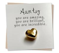 Beautiful Birthday Card for Aunty - Gold Heart - You Are Amazing, You Are Brilliant, You Are Incredible - Made in UK