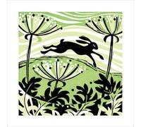Beautiful Birthday Card for Her/Him - Blank Birthday Card for Ladies/Mens -Blank Greeting Card for Any Occasions - Artistic Manda Beeching Design Hillside Hare-Made in the UK-Eco-Friendly