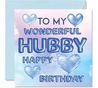 Beautiful Birthday Cards for Husband - To My Wonderful Hubby - Special Happy Birthday Card from Wife Gifts, 145mm Partners Greeting Cards Gift for Husband Partner Companion