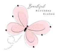 Beautiful Birthday Wishes Sparkly Flutter Fun! Birthday Hand-Finished Greeting Card AL008
