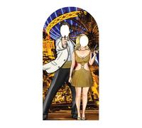 Beautiful Black and Gold Secret Agent Skyline Stand-In Adult Size 6ft /190cm Tall James Bond Party Style