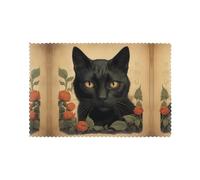 Beautiful black cat Printed Placemat Set | 6-Piece 12x18-Inch Tablemats | Protects Tabletops from Heat