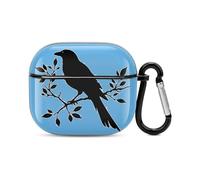 Beautiful Black Crow Bluetooth Headset Cover Hard Shell Earbuds Case Protective Cover Compatible with Airpods 3