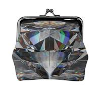 Beautiful Black Diamond Jewelry, PU Leather Coin Purse, Small Wallets, Change Pouch with Kiss Lock Clasp Buckle, Change Purse