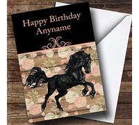 Beautiful Black Friesian Horse Personalised Birthday Card | Birthday Card | Animals, Wildlife & Pets Card