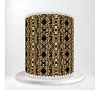 Beautiful Black Gold Geometric Art Deco Wrap Around Print A4 Edible Paper Icing Sheet Cake Topper Side Ribbon Border Decor for Personalised Themed Decorations