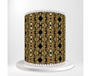 Beautiful Black Gold Geometric Art Deco Wrap Around Print A4 Edible Paper Icing Sheet Cake Topper Side Ribbon Border Decor for Personalised Themed Decorations