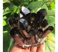 Beautiful Black Halo Flame Quartz Crystal Cluster Stone Home Office Aquarium Decoration (Size : 280-350g)