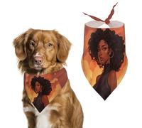 Beautiful Black Woman Dog Bandana Washable & Adjustable Triangle Scarf, Breathable Pet Scarf for Small Medium Large Pets, Cute Fashion Pet Accessory