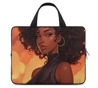 Beautiful Black Woman Laptop Sleeve Ultra-Thin, Waterproof 13inch Laptop Bags, Portable Protective Computer Bag with Hand Strap