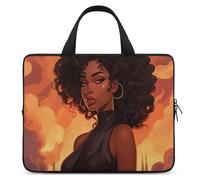 Beautiful Black Woman Laptop Sleeve Ultra-Thin, Waterproof 15inch Laptop Bags, Portable Protective Computer Bag with Hand Strap