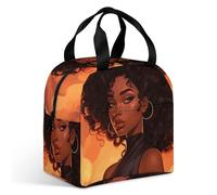 Beautiful Black Woman Lunch Bag for Adult, Leakproof Insulated Lunch Tote Bag with Zipper & Multiple Pockets, Large Capacity Lunchbox for Office Work Picnic