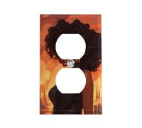 Beautiful Black Woman Outlet Cover, American Standard Wall Plate with Screws - Heat & Impact Resistant Stainless Steel, 1-Gang Duplex Socket Cover for Home Decor