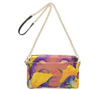 Beautiful Black Woman Yellow Calla Lilies Crossbody Bags For Women Vegan Leather Cross Body Purses Waterproof Shoulder Bag