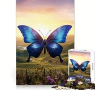Beautiful Blue Butterfly 1000 Pieces Puzzles for Adults Analytical Skill Tranquil Pastime Tight Join Festive Present (38x26cm)