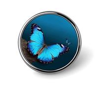 Beautiful Blue Butterfly Badge Holder Exquisite Round Badge with Picture Pin DIY Button Badges Personalized Metal Button Pin Fashion Brooch Crafts Gifts Clothes Decorative Pins