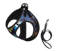 Beautiful Blue Butterfly Print Harness Leash Set For Cat Dog, Reflective Adjustable Escape-Proof Vest Lead With Soft Breathable Mesh, For Small Pets And Kitten Puppy