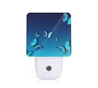 Beautiful Blue Butterfly Printed Led Night Light Plug in Wall with Dusk to Dawn Sensor Plug in Night Light for Hallway,Bathroom,Bedroom,Kitchen,Stairs,Acrylic Energy Efficient Night Lamp