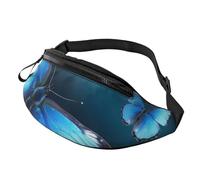 Beautiful Blue Butterfly Printed Personalized Waist Bag, Lightweight and Versatile Crossbody Bag for Everyday and Outdoor Adventures