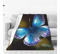 Beautiful Blue Butterfly Throw Blanket for Couch, Plush Fuzzy Soft Flannel Blankets and Throws for Sofa, 40"x30" Bed Blankets for Travel Camping Chair, All Season Warm Fleece Blanket