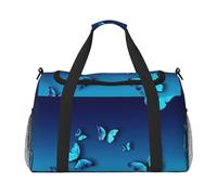 Beautiful Blue Butterfly Travel Duffel Bag Large Foldable Waterproof Overnight Bag Beach Swim Bags Pool Sports Gym