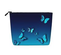 Beautiful Blue Butterfly Versatile Travel Toiletry Bag - Fake Hemp Makeup Bag for Multi-use - Cosmetic Accessories Organizer
