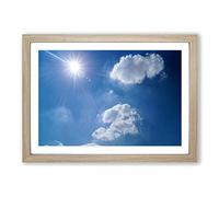 Beautiful Blue Cloudy Sky (2) Framed Print | A2 Oak Framed Wall Art | Ready to Hang | Modern Landscape Picture | Living Room Bedroom Lounge Office