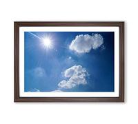 Beautiful Blue Cloudy Sky (2) Framed Print | A2 Walnut Framed Wall Art | Ready to Hang | Modern Landscape Picture | Living Room Bedroom Lounge Office