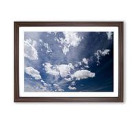 Beautiful Blue Cloudy Sky (3) Framed Print | A2 Walnut Framed Wall Art | Ready to Hang | Modern Landscape Picture | Living Room Bedroom Lounge Office