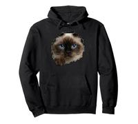 Beautiful blue eyed Himalayan Cat Peeking Through Pullover Hoodie