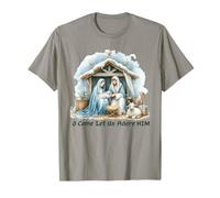 Beautiful Blue Nativity Scene O Come Let Us Adore Him T-Shirt