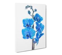 Beautiful Blue Orchids Canvas Print | Gallery Wrapped 30mm Frame Wall Art | 24x16 inches | Ready to Hang | Modern Floral Picture | Living Room Bedroom Lounge Office