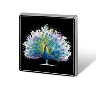 Beautiful Blue Peacock Birds Square Badge Pin Metal Memorial Brooch Button Lapel Pins for Backpack Wedding