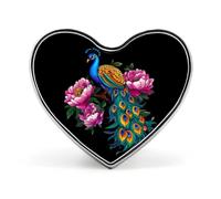 Beautiful Blue Peacock Peony Heart Badge Funny Lapel Pins Personalized Button Brooch Pin for Clothing Bag Accessories