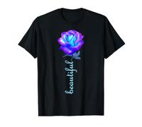 Beautiful Blue Purple Single Rose on Black Shapes Mania Value Graphic T-Shirt