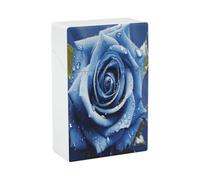 Beautiful Blue Rose Illustration Cigarette Case Waterproof Cigarette Holder Plastic Cigarettes Box Retro Cigar Boxes Cigarettes Smoking Accessories Ideal Gift for Smoker 20 Capacity
