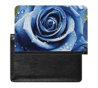 Beautiful Blue Rose Illustration Passport Holder & Travel Wallet Passport Cover Protector Essentials with Credit Card Slots