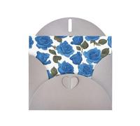 Beautiful Blue Roses Horizontal Holiday Card With Gray Heart Shaped Envelope And Write Various Holiday Greetings