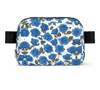 Beautiful blue roses Square-Shaped Waist Bag with Durable Polyester and Adjustable Strap for Unisex Use