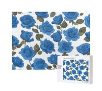 Beautiful blue roses Wooden Picture Puzzle 500 Pieces - Horizontal Jigsaw, Family Leisure and Brain Challenge