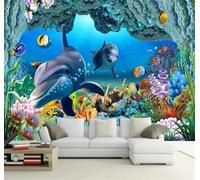 Beautiful Blue Underwater World Whale Seaweed 3D Wallpaper Easy Install Feature Office Living Room Sofa Bedroom TV Background Wall Decoration-300cm×210cm